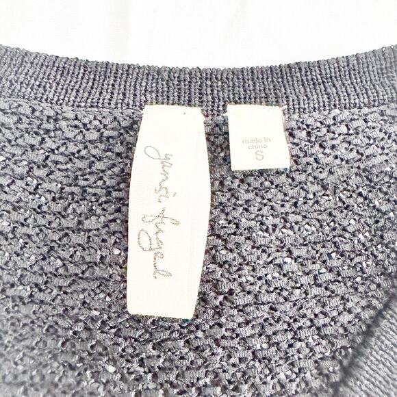 Yansi Fugel Black Knit Crochet Short Sleeve Sweater Top Size Small - Picture 3 of 5